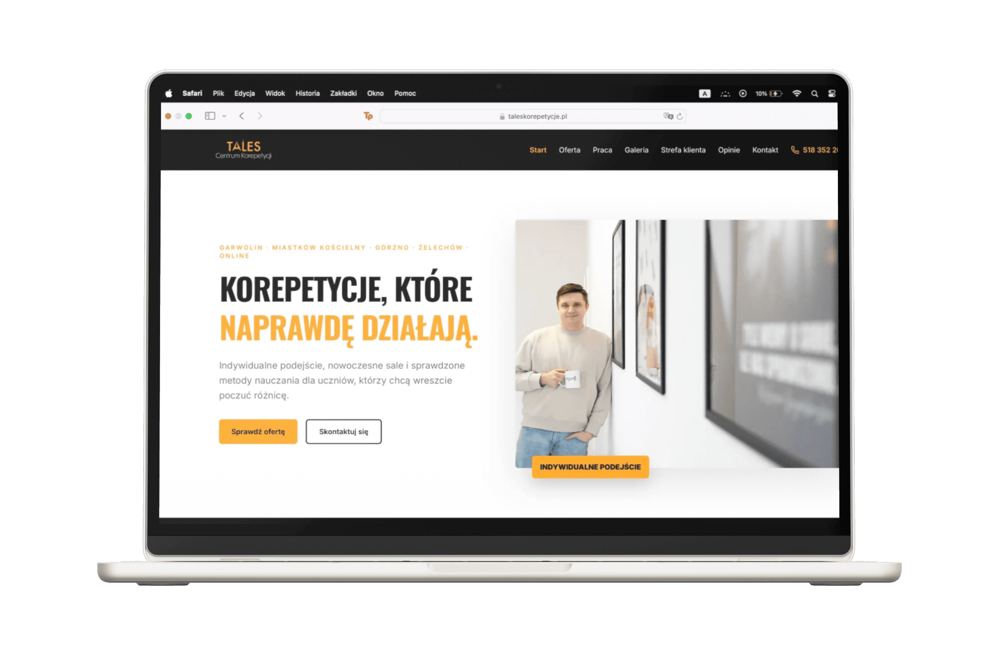 Strona internetowa Tales Garwolin na ekranie laptopa